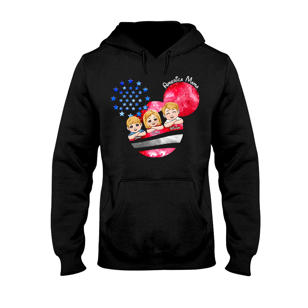 Personalized America Mama T-Shirt & Hoodie Custom Family Gift T-shirt & Hoodie GradoCreations