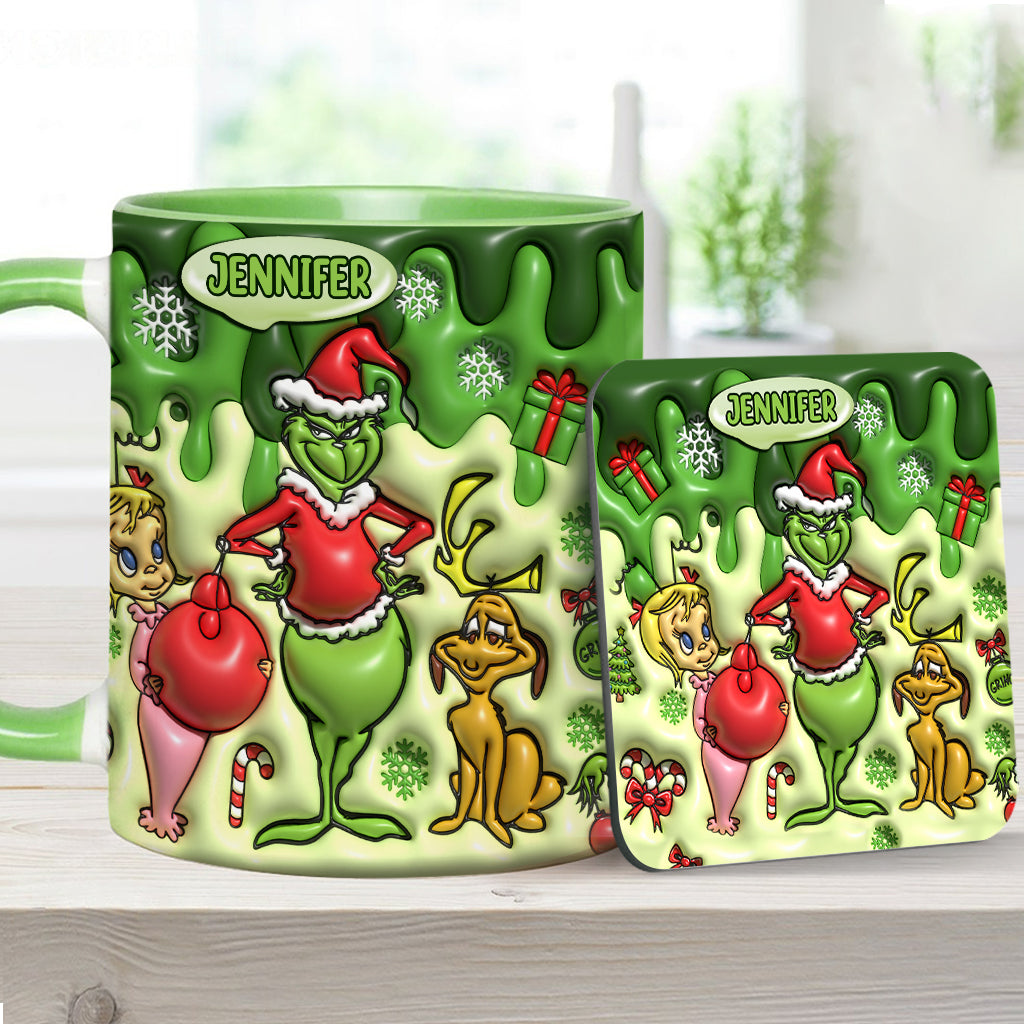 Personalized Grinch Accent Mug & Coaster Custom Name Gift Accent Mug GradoCreations