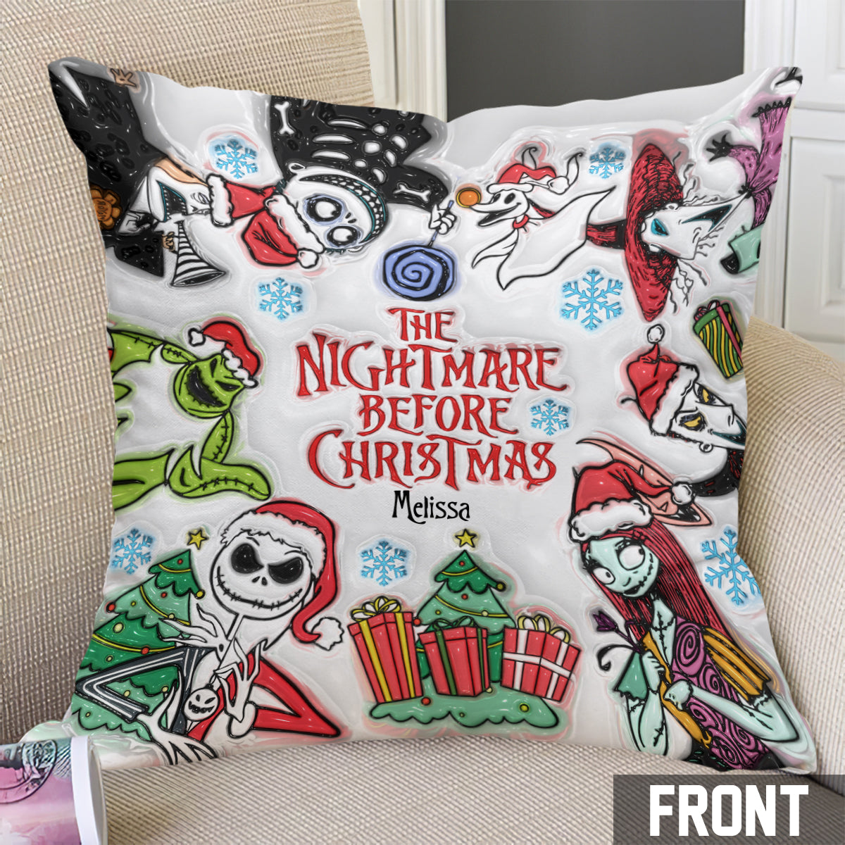Personalized Nightmare Before Christmas Throw Pillow Gift Throw Pillow GradoCreations