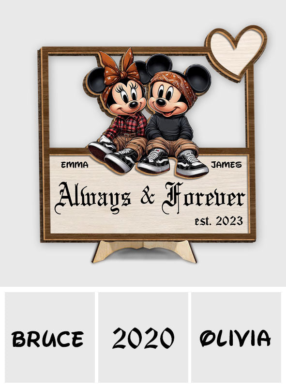 Personalized Always And Forever 2 Layered Wood Sign Gift for Couples 2 Layered Wood Sign GradoCreations