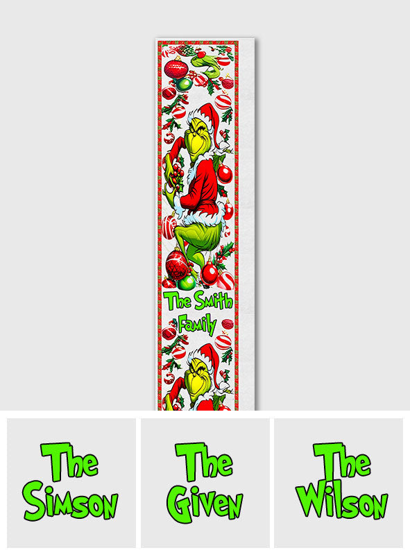 Personalized Grinchmas Family Table Runner Christmas Decor Table Runner GradoCreations