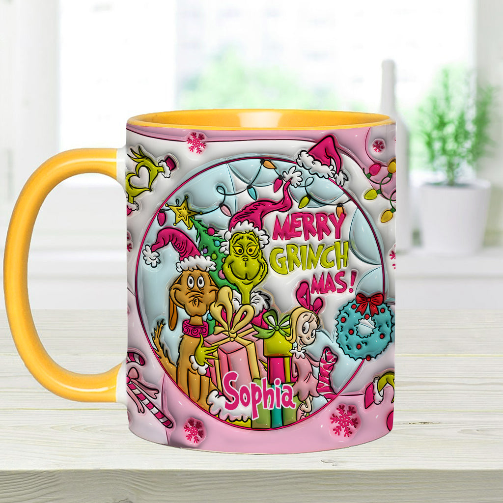 Personalized Merry Grinchmas Accent Mug Custom Name Holiday Gift Accent Mug GradoCreations