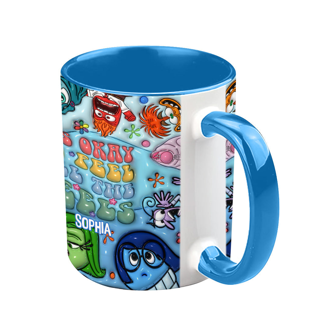 Personalized Ceramic Accent Mug 'It's Okay To Feel All The Feels' Gift for Kids Accent Mug GradoCreations