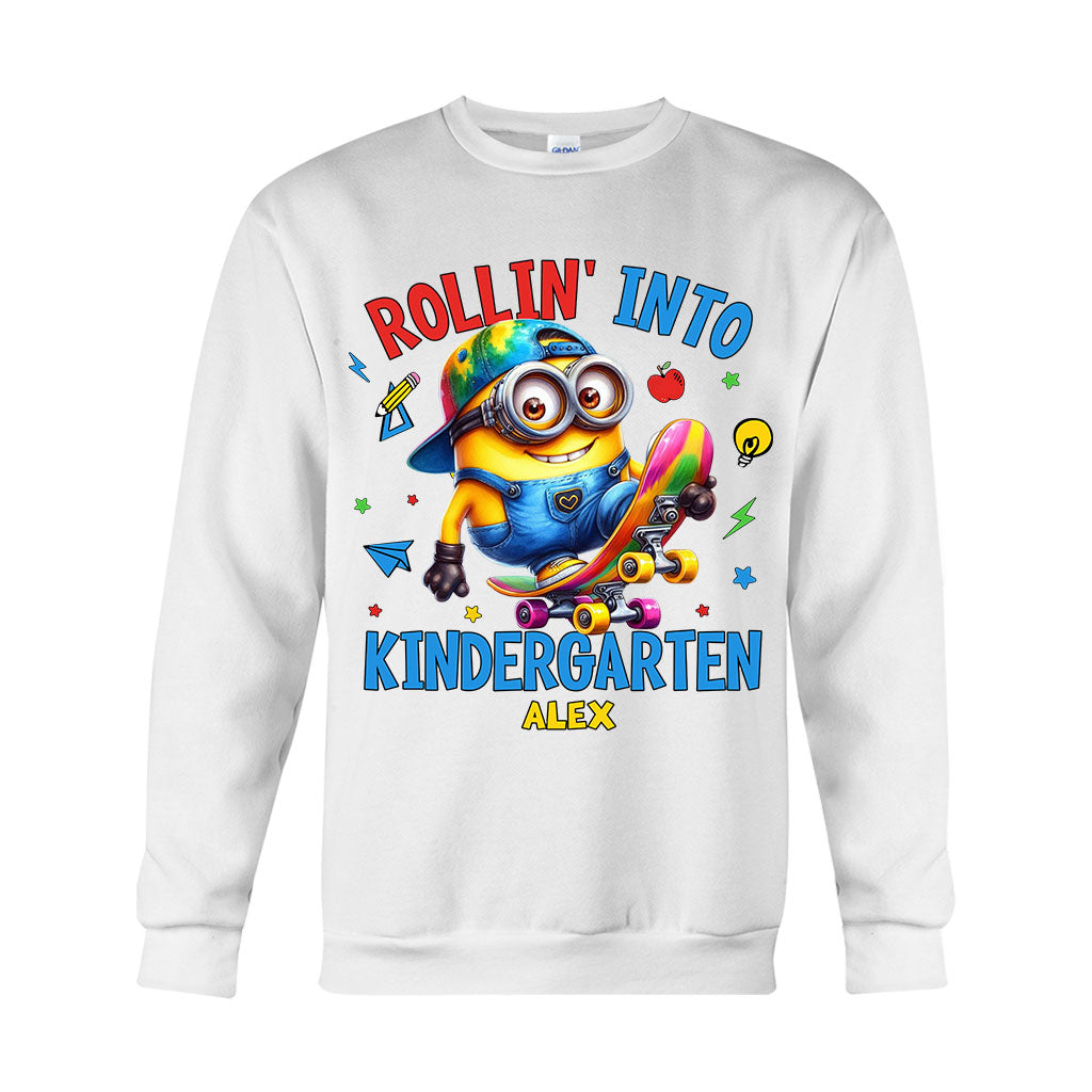 Personalized Kids T-Shirt Rollin Into Kindergarten Custom Name T-shirt & Hoodie GradoCreations