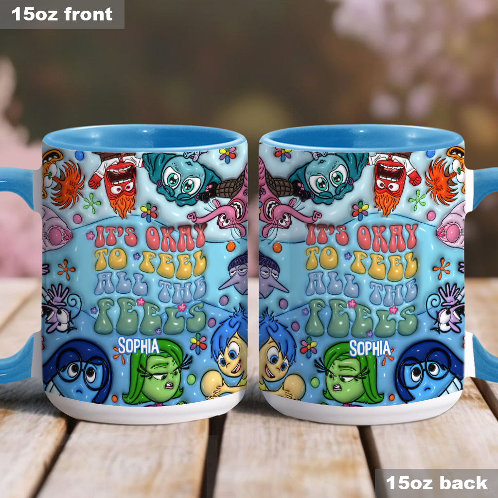 Personalized Ceramic Accent Mug 'It's Okay To Feel All The Feels' Gift for Kids Accent Mug GradoCreations