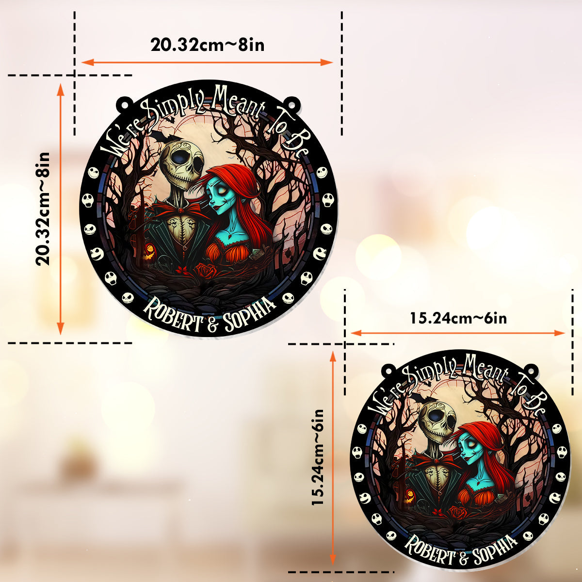 Personalized Nightmare Suncatcher Ornament Unique Gift for Couples Window Hanging Suncatcher Ornament GradoCreations