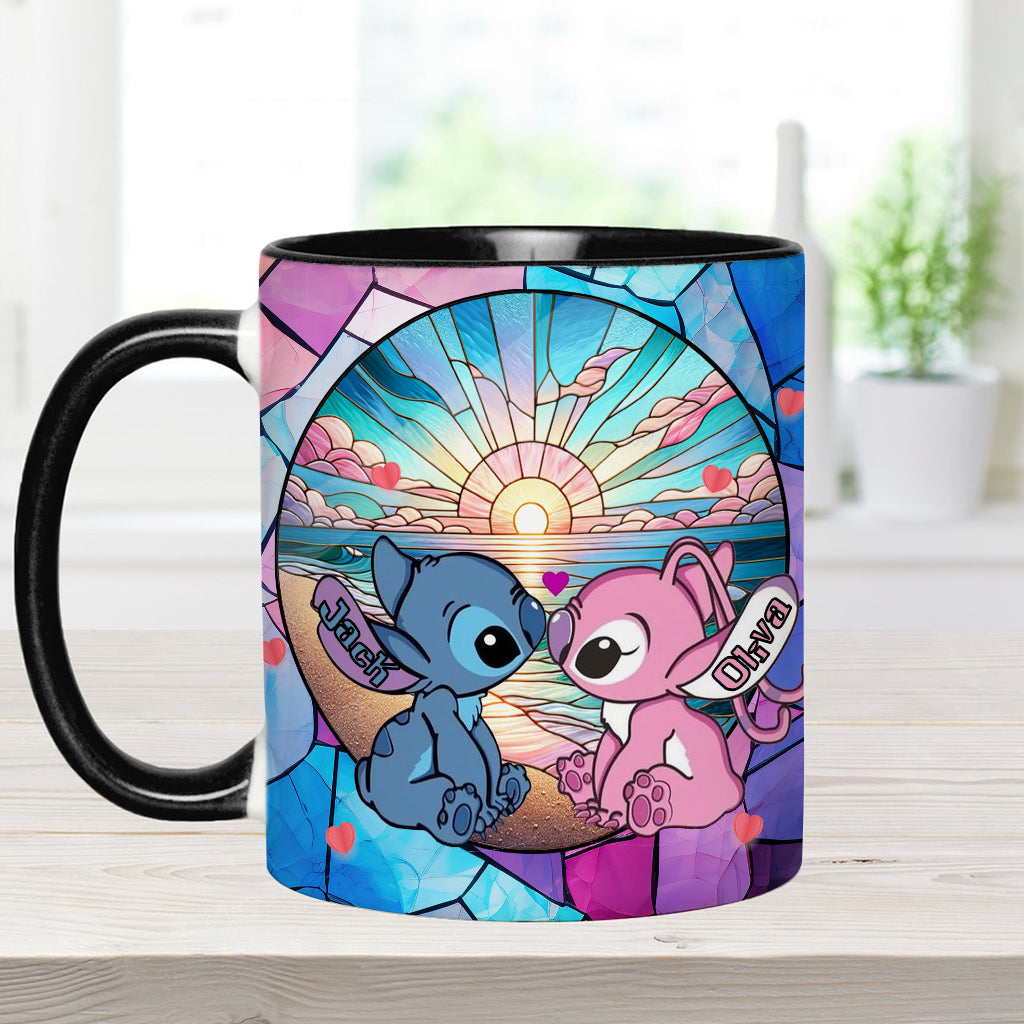 Personalized Ohana Accent Mug with Sunrise Beach Design Gift for Couples Accent Mug GradoCreations