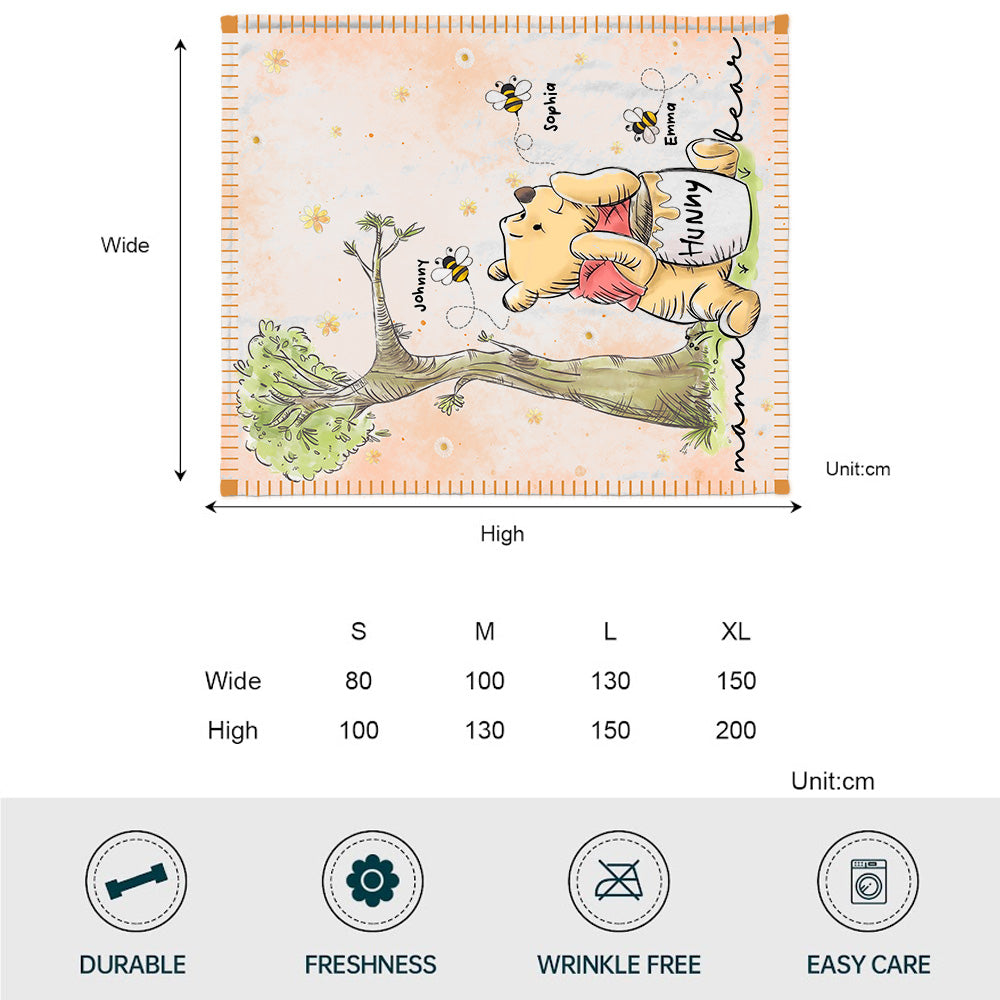 Personalized Mama Bear Mouse Blanket for Mother's Day Gift Blanket GradoCreations