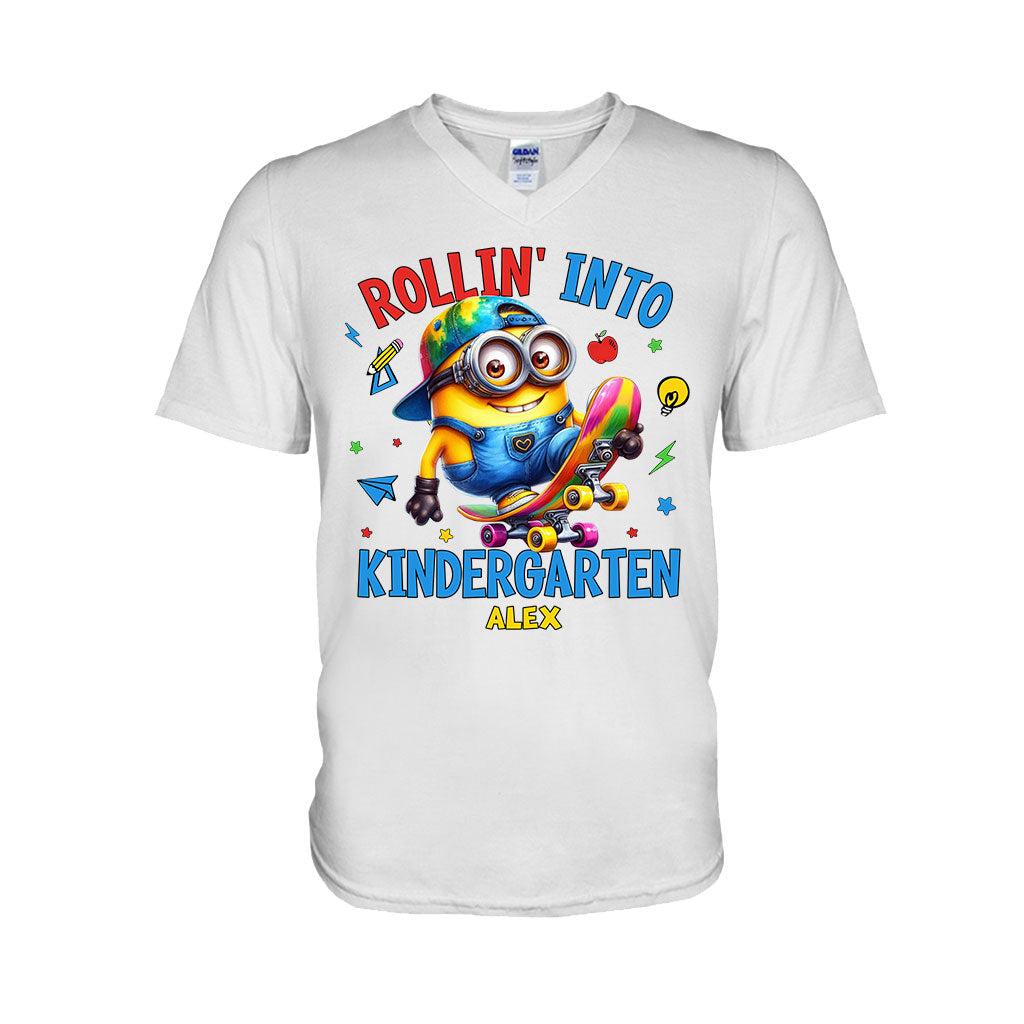 Personalized Kids T-Shirt Rollin Into Kindergarten Custom Name T-shirt & Hoodie GradoCreations