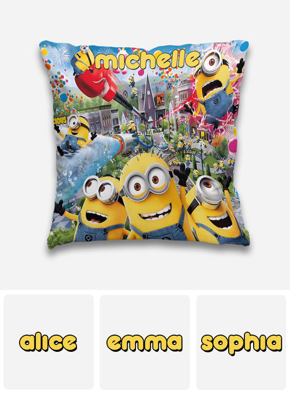 Personalized Minion Throw Pillow Custom Name Gift for Kids Throw Pillow GradoCreations