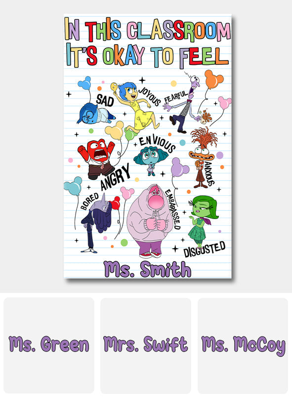 Personalized Classroom Wall Art Feelings Canvas Print Gift for Teacher Canvas And Poster GradoCreations