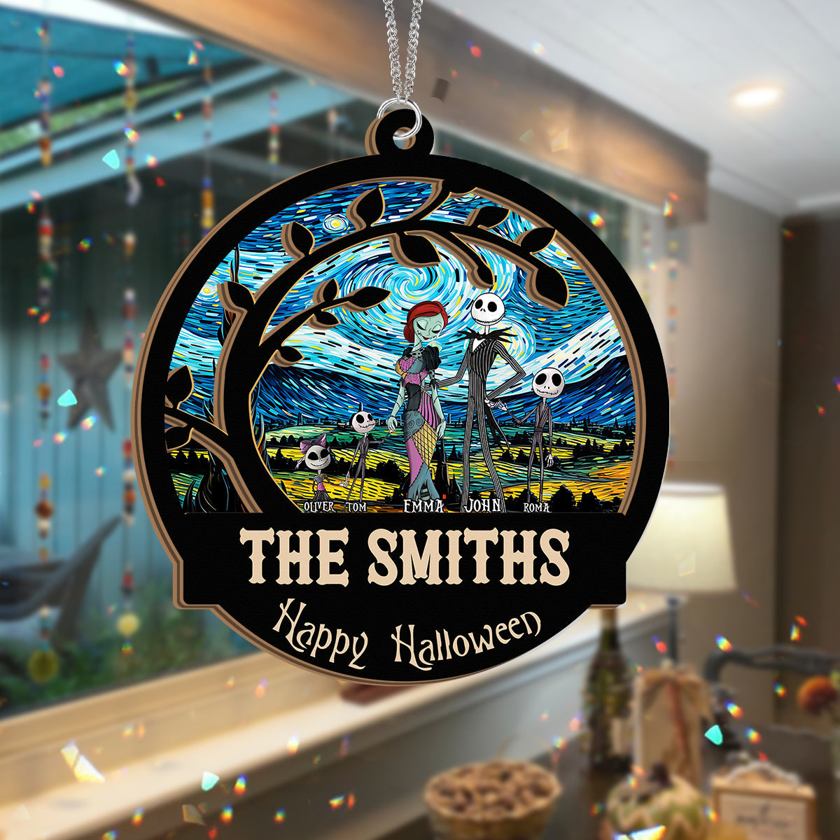 Personalized Starry Night Suncatcher Custom Family Name Gift Suncatcher GradoCreations