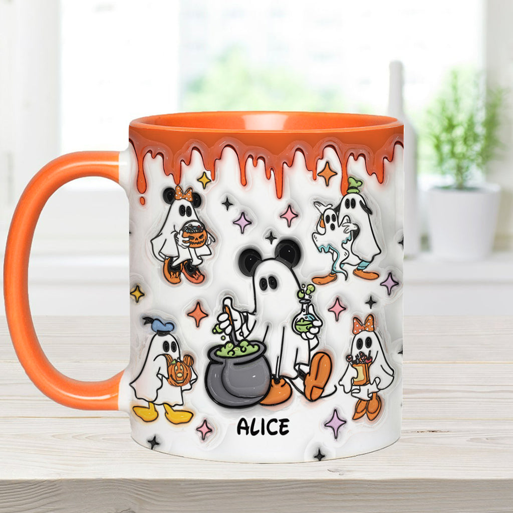 Personalized Spooky Ghost Accent Mug Custom Name Halloween Gift Accent Mug GradoCreations