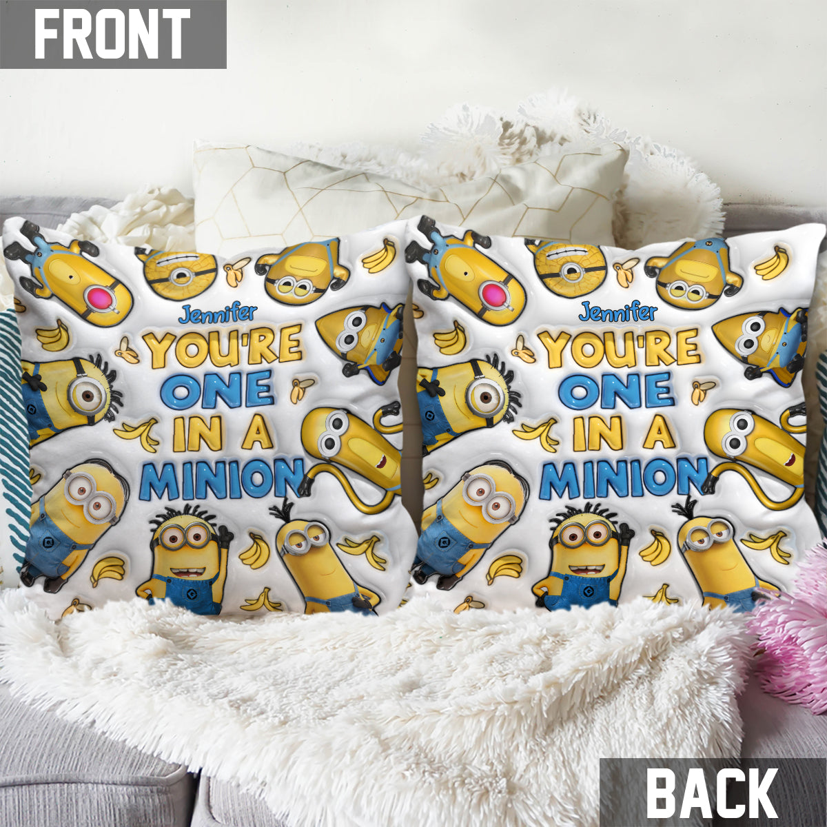 Personalized You're One In A Minion Throw Pillow Gift Throw Pillow GradoCreations
