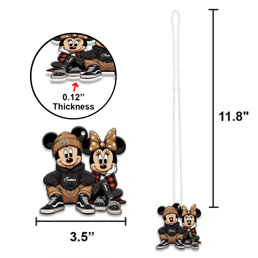 Personalized Chicano Mouse Couple Car Ornament Gift for Christmas Car Ornament GradoCreations