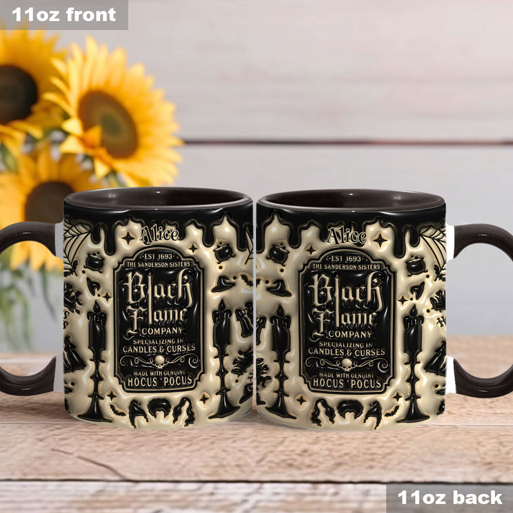 Personalized Black Flame Company Accent Mug Custom Name Halloween Gift Accent Mug GradoCreations