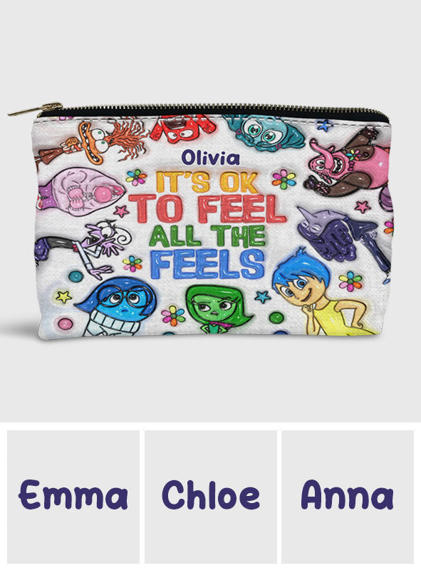 Personalized It's Ok To Feel All The Feels Pouch for Kids Gift Pouch GradoCreations