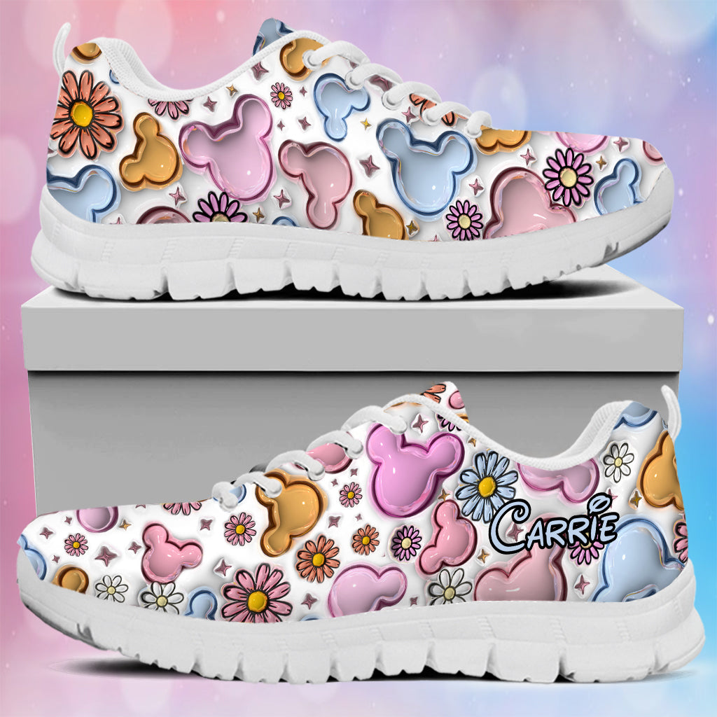 Personalized Floral Mouse Sneakers Custom Name Gift for Mom Sneakers GradoCreations