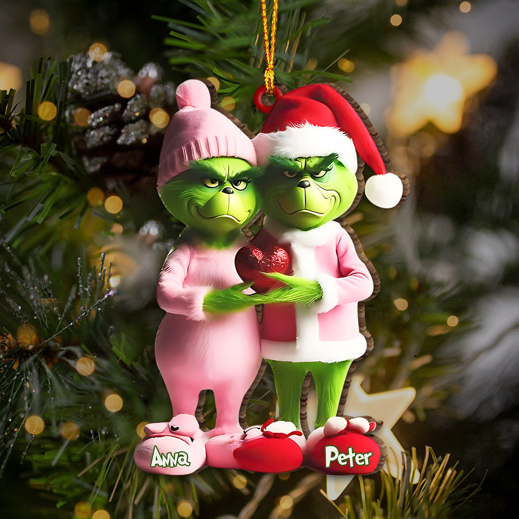 Personalized Grinchy Couple Christmas Ornament Gift Ornament GradoCreations