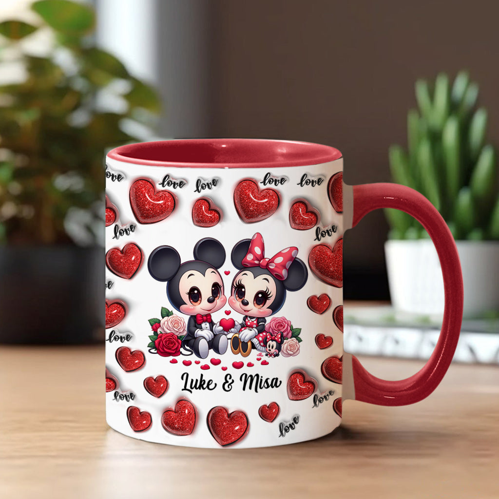 Personalized Couple Heart Mug with Custom Names for Anniversary Gift Accent Mug GradoCreations