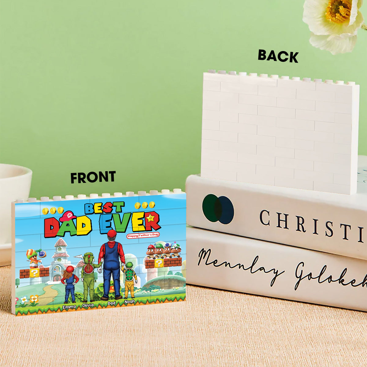 Personalized Best Dad Ever One-Sided Building Brick Block Gift One-sided Rectangle Building Brick Blocks GradoCreations