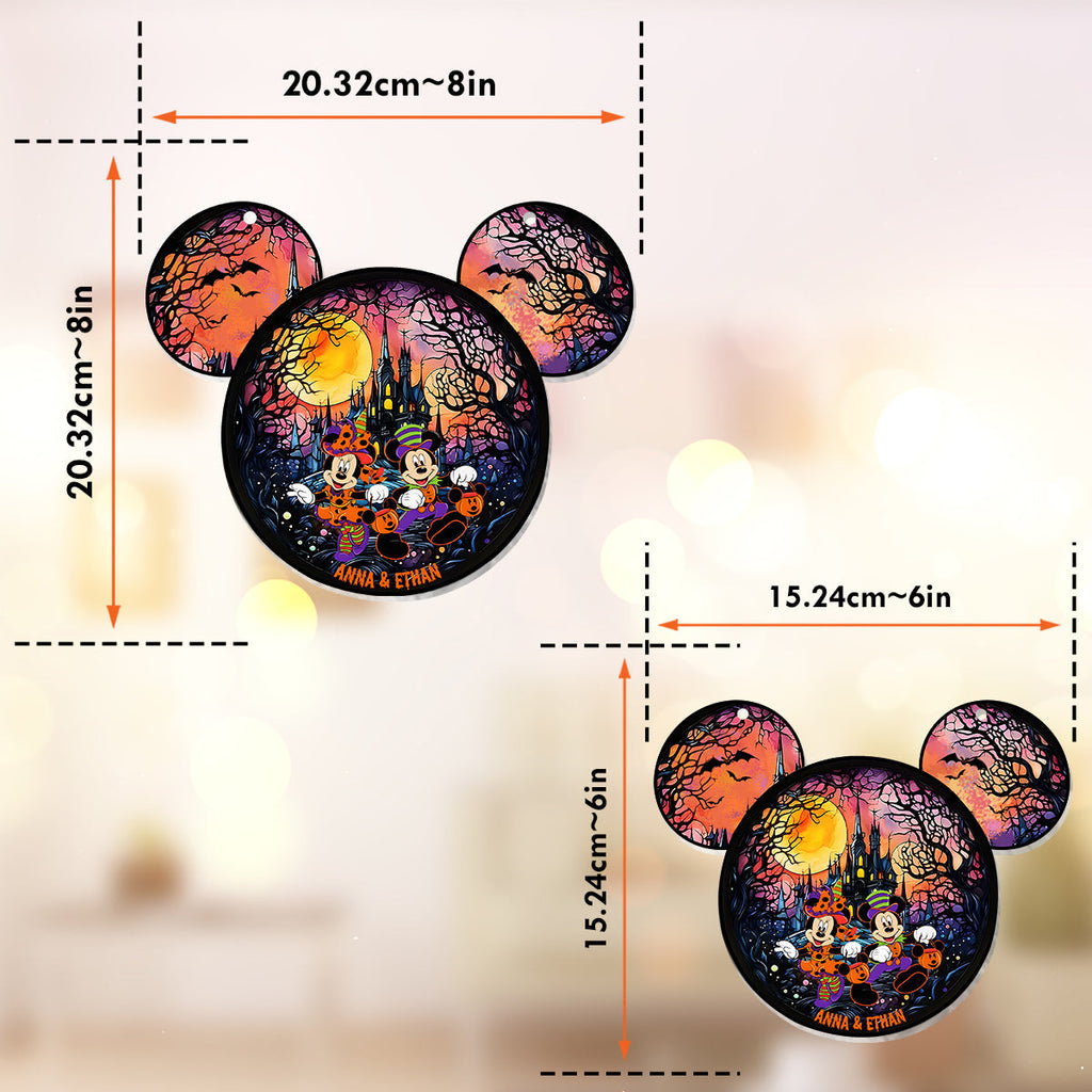 Personalized Halloween Mouse Couple Suncatcher Ornament Gift Window Hanging Suncatcher Ornament GradoCreations