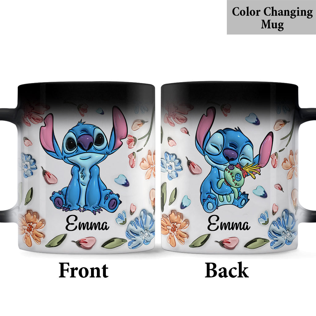 Personalized Floral Mug with Stitch Design Gift for Mom Mug GradoCreations