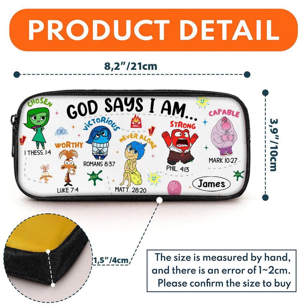 Personalized God Says I Am Pencil Case with Custom Name Gift for Kids Pencil Case GradoCreations