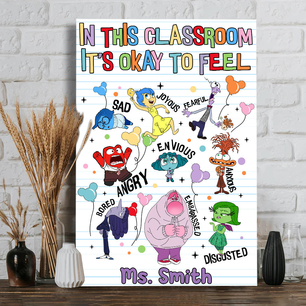 Personalized Classroom Wall Art Feelings Canvas Print Gift for Teacher Canvas And Poster GradoCreations