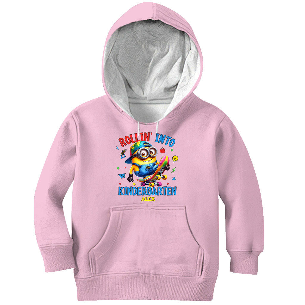 Personalized Kids T-Shirt Rollin Into Kindergarten Custom Name T-shirt & Hoodie GradoCreations