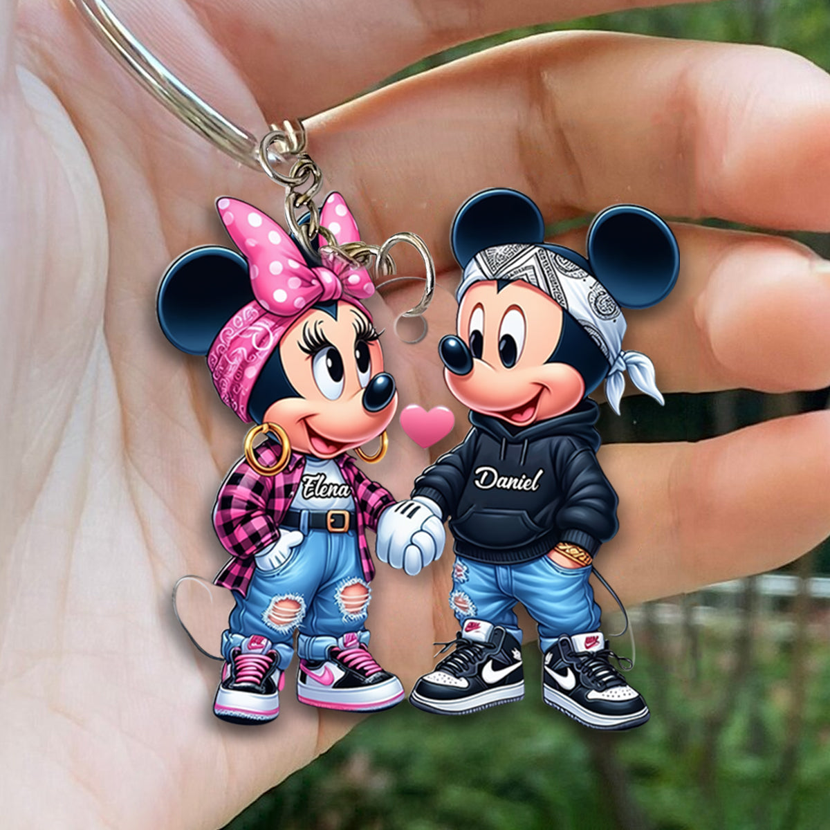 Personalized Mouse Couple Keychain Custom Name Gift for Valentine’s Day Keychain GradoCreations