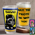 Personalized Beer Glass with Custom Name Star Wars Theme Gift for Dad Beer Glass GradoCreations