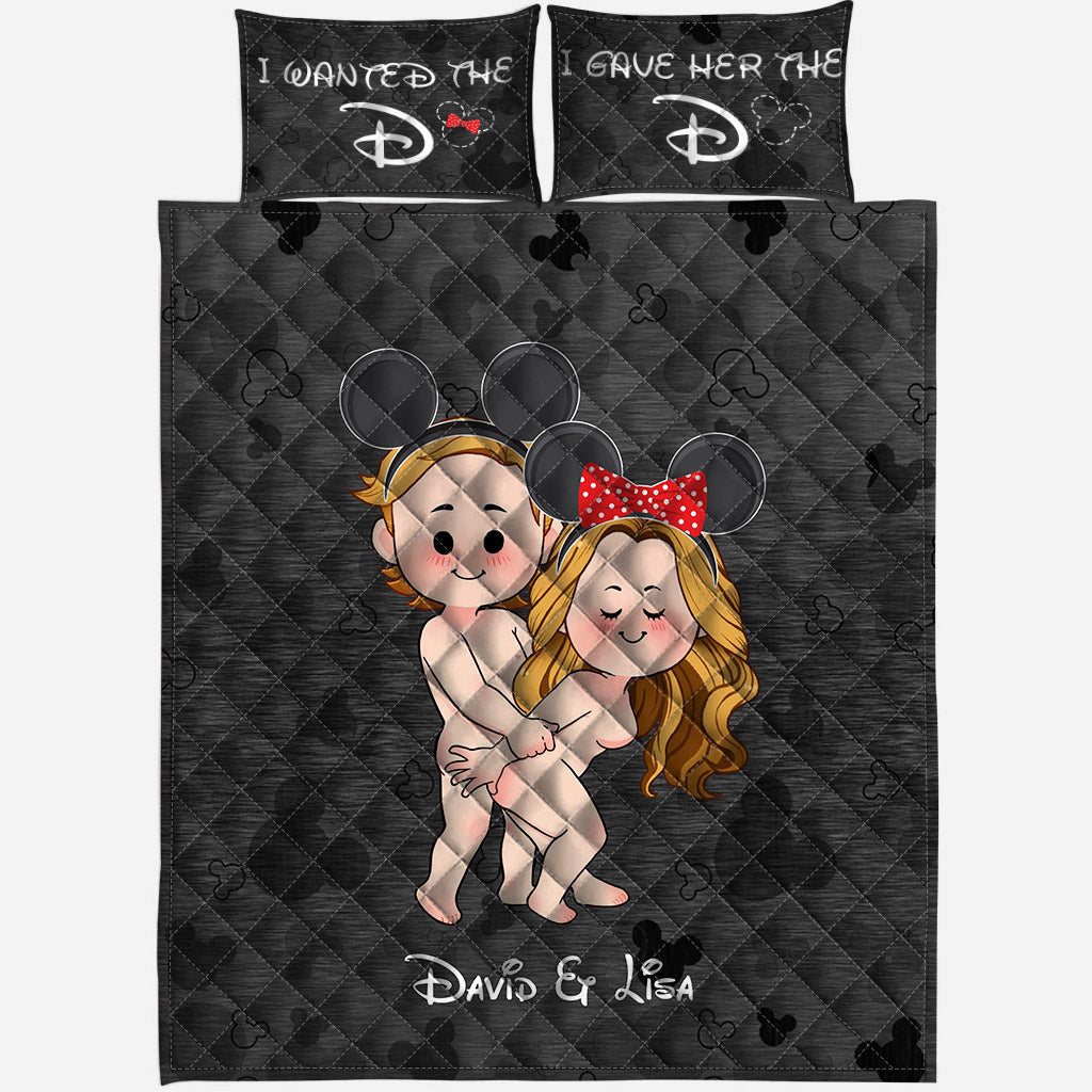 Personalized Couple Mouse Ears Quilt Set Custom Names Gift Quilt Set GradoCreations
