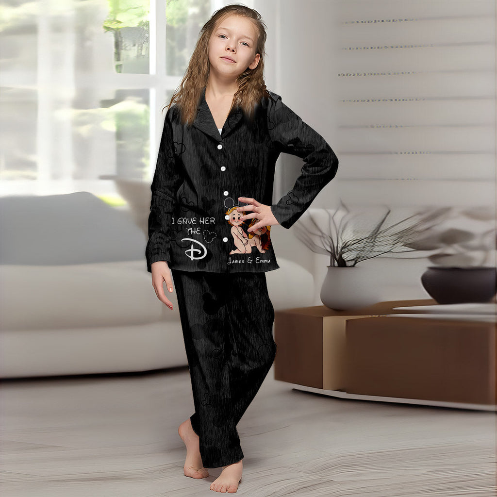 Personalized Satin Pajama Set for Couples with Custom Names & Design Button Down Pajamas GradoCreations