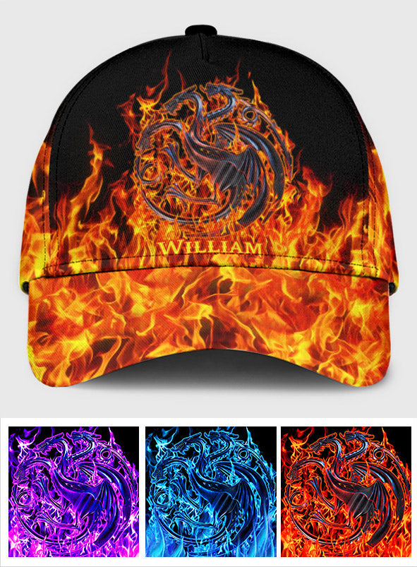 Personalized Fire and Blood Classic Cap Custom Name Gift Classic Cap GradoCreations