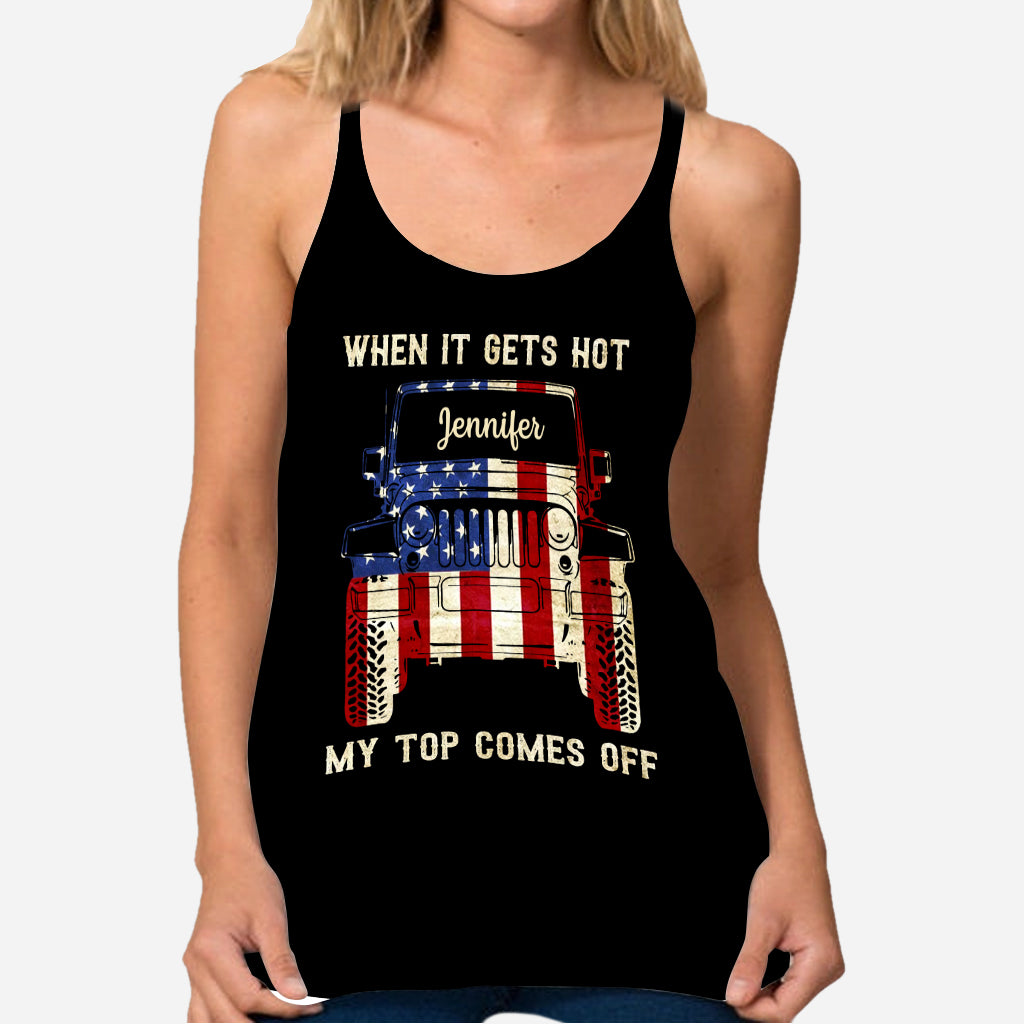 Personalized Cross Tank Top USA Flag Design Custom Name Gift Cross Tank Top GradoCreations