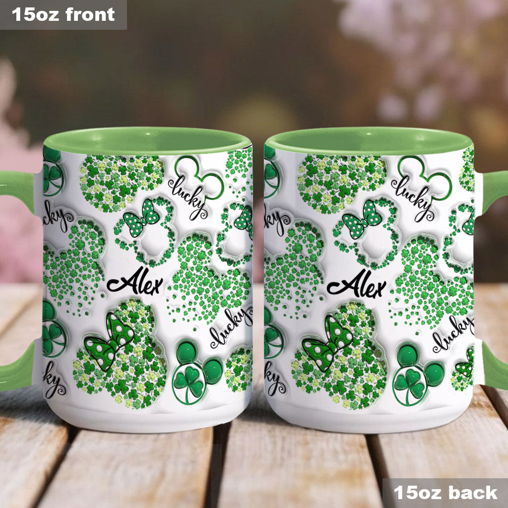 Personalized Shamrock Mouse Ears Accent Mug Gift for St. Patrick's Day Accent Mug GradoCreations