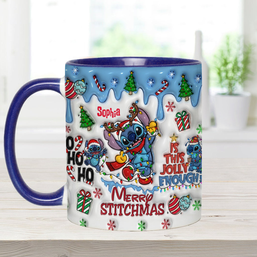 Personalized Merry Stitchmas Accent Mug Custom Name Gift Accent Mug GradoCreations