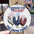 Personalized Round Wood Sign with Family Name & Americana Design Round Wood Sign GradoCreations