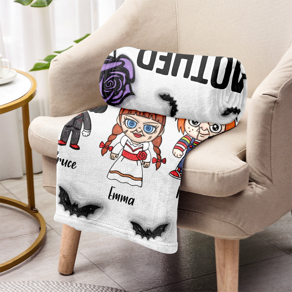 Personalized Mother Blanket with Nightmare Characters for Halloween Blanket GradoCreations