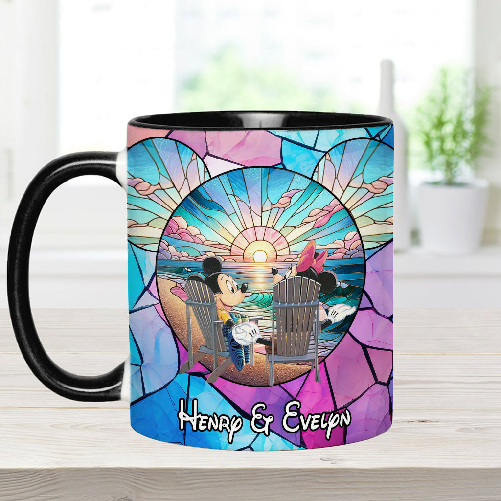 Personalized Ceramic Accent Mug with Sunset Design for Couples Accent Mug GradoCreations