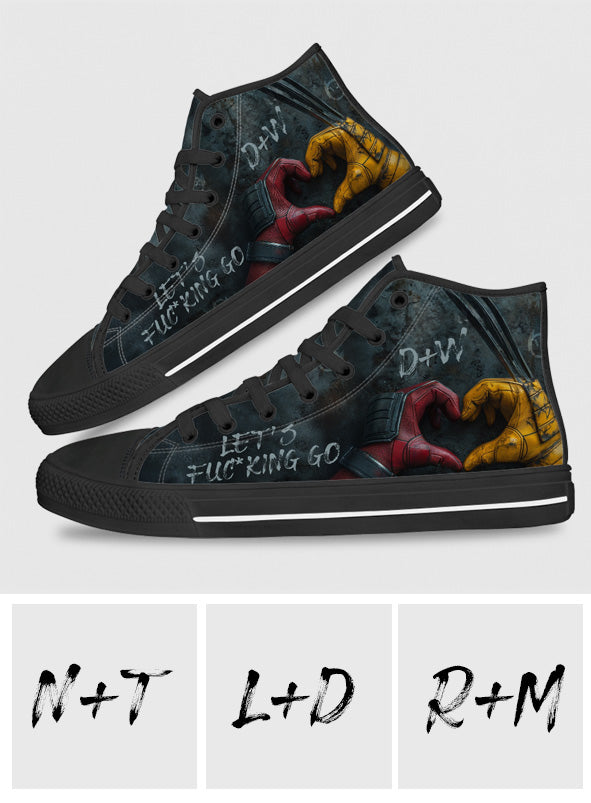 Personalized High Top Shoes with Let's Fu*cking Go Design for Couples High Top Shoes GradoCreations