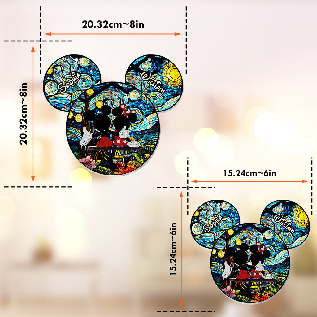 Personalized Mouse Couple Suncatcher Ornament for Animal Lovers Window Hanging Suncatcher Ornament GradoCreations