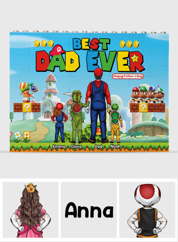 Personalized Best Dad Ever One-Sided Building Brick Block Gift One-sided Rectangle Building Brick Blocks GradoCreations