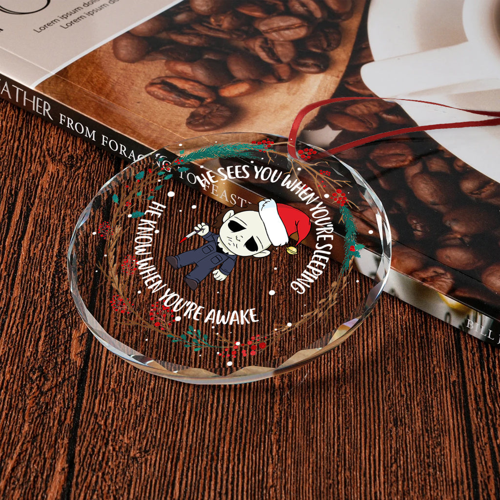 Personalized Horror Movie Characters Glass Ornament Gift for Christmas Round Shaped Glass Ornament GradoCreations