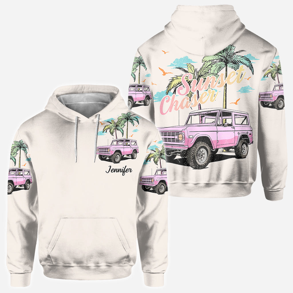 Personalized Sunset Chaser All Over Shirt with Custom Name for Beach Lovers All Over Shirt GradoCreations