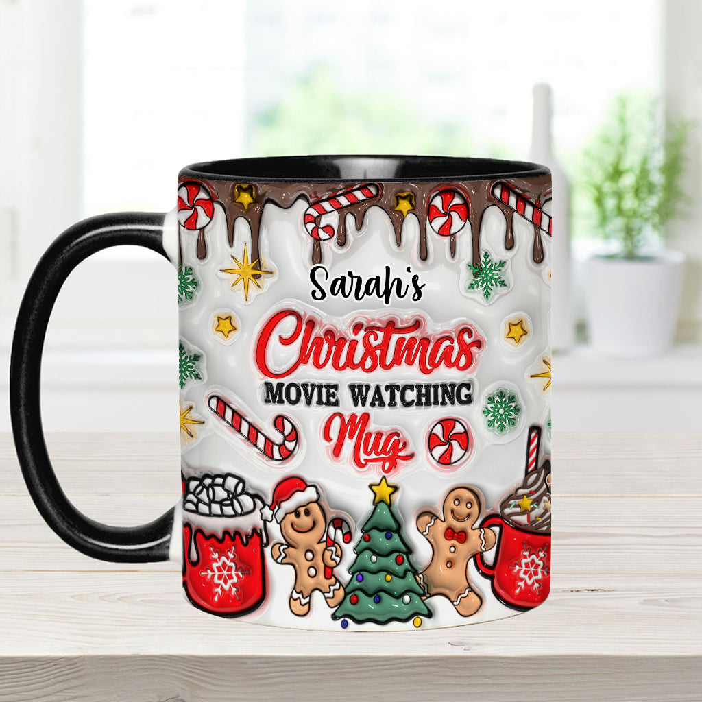 Personalized Christmas Movie Watching Mug Custom Name Gift Accent Mug GradoCreations