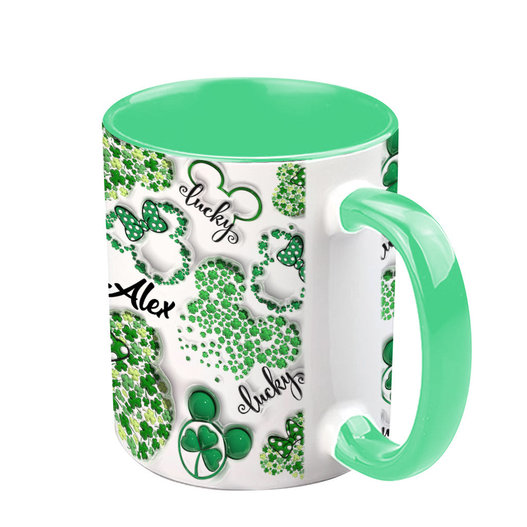Personalized Shamrock Mouse Ears Accent Mug Gift for St. Patrick's Day Accent Mug GradoCreations