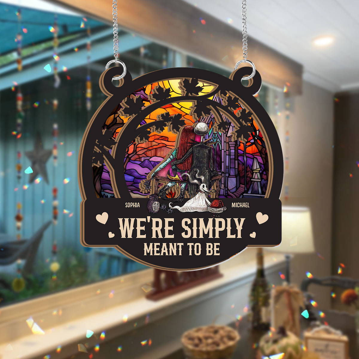 Personalized Nightmare Suncatcher Gift for Halloween or Wedding Suncatcher GradoCreations