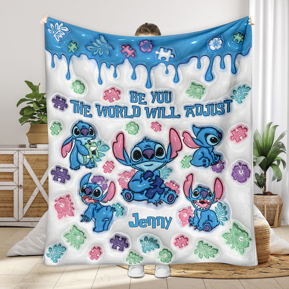 Personalized Autism Awareness Plush Blanket Custom Name Gift Blanket GradoCreations